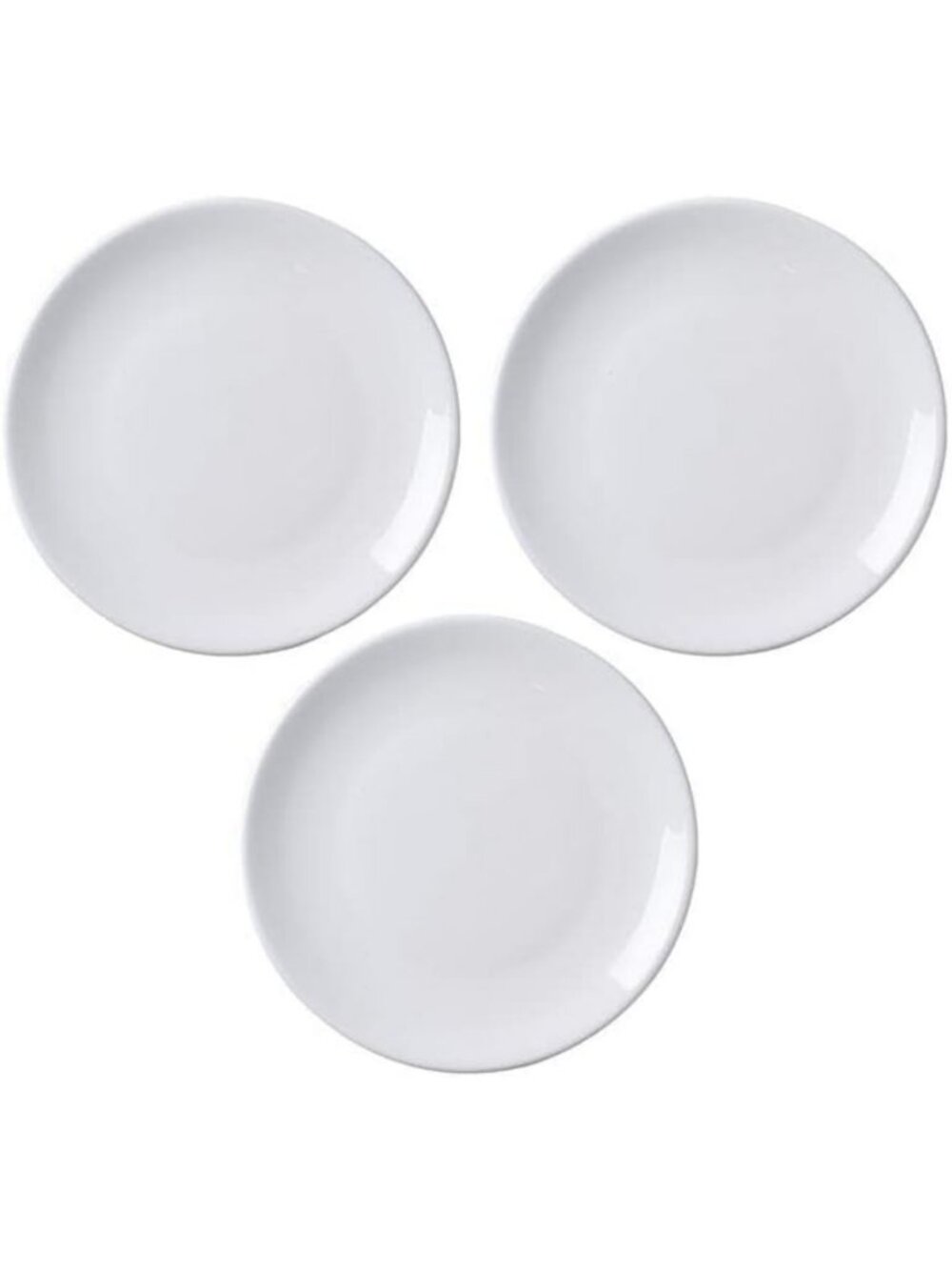 Set of 3 Round Porcelain Ceramic Dinner Plates - 7-Inch Bone China Dishware